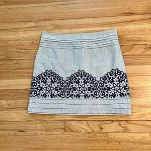 Floreat Anthropologie Skirt 8 Boho Feminine Embroidered A-Line Mini